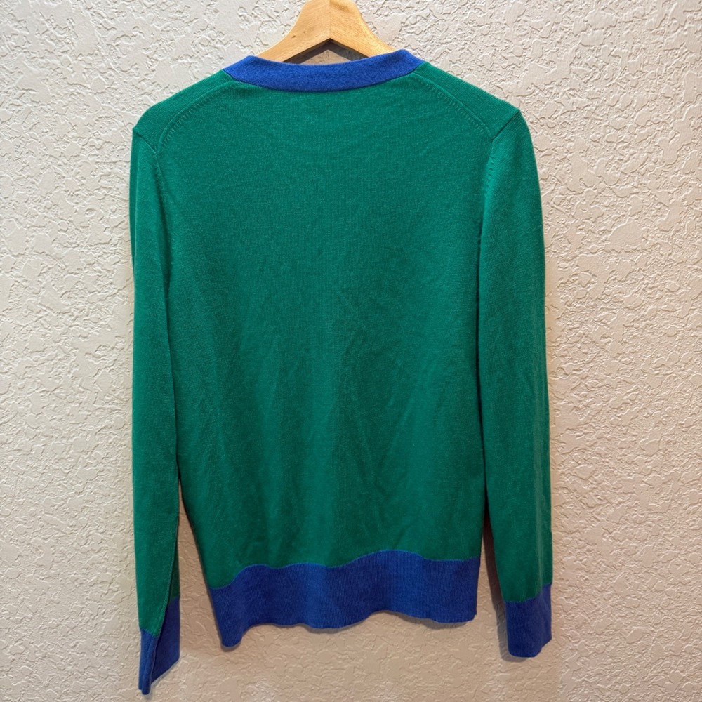 Kate Spade Colorblock Wool Blend Cardigan Medium Green Blue Preppy NJM00244 - Picture 7 of 7